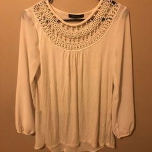 Silk white long sleeve top